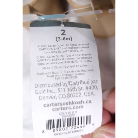 Carter's Baby Girl's 2 (3-6) Months Faux Fur Brown Fox Face Winter Booties - Picture 10 of 12